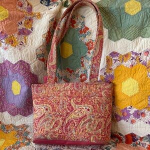 Donna Sharp Pink Quilted Paisley Tote Bag